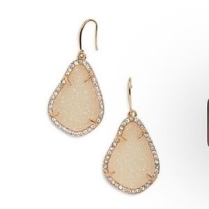 Elegant Gold and Cream Teardrop Earrings